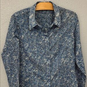 Coldwater Creek Blue and White Casual Shirt